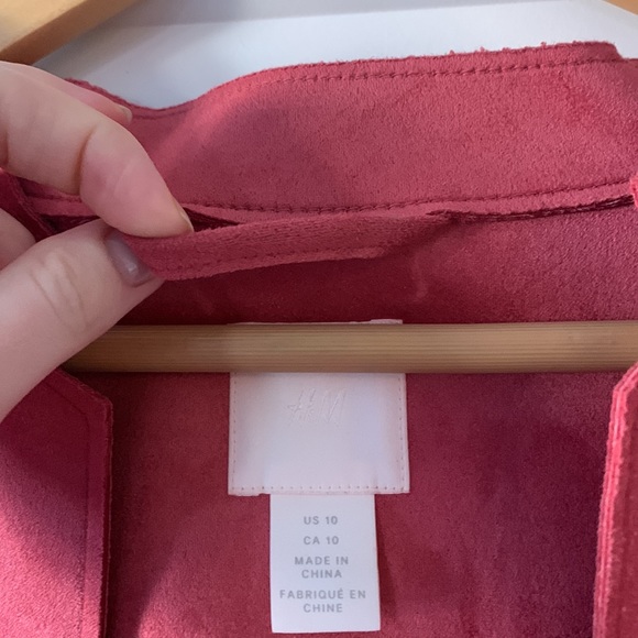 H&M Faux Suede Jacket Limited Edition Raspberry Red - Picture 7 of 9